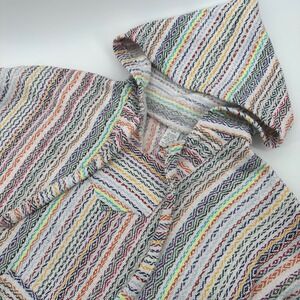 Molina Mens Baja Hoodie Rainbow Striped Woven Drug Rug Pullover Large Mexico